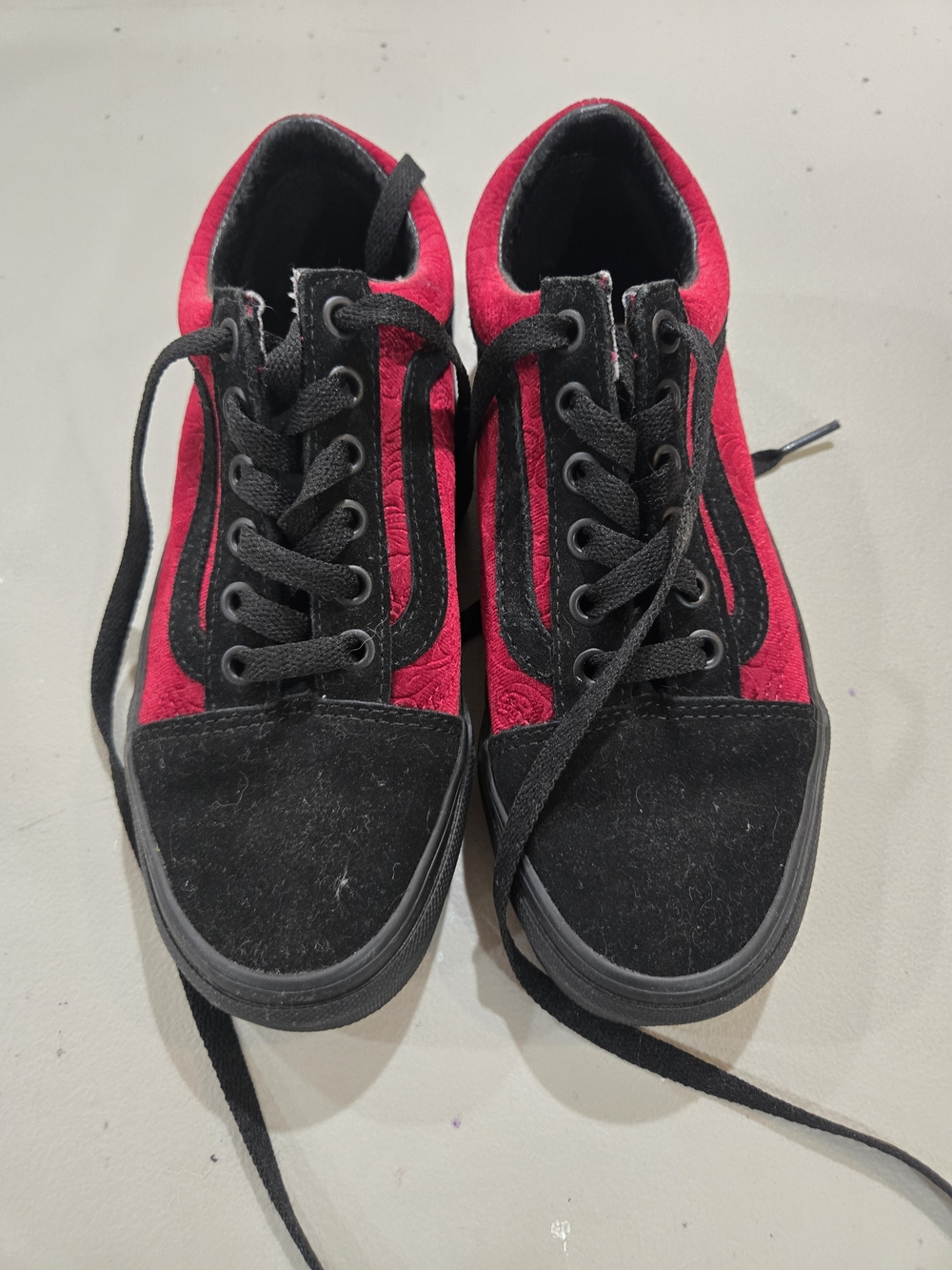Kids Vans Red and Black Skate Sneakers
